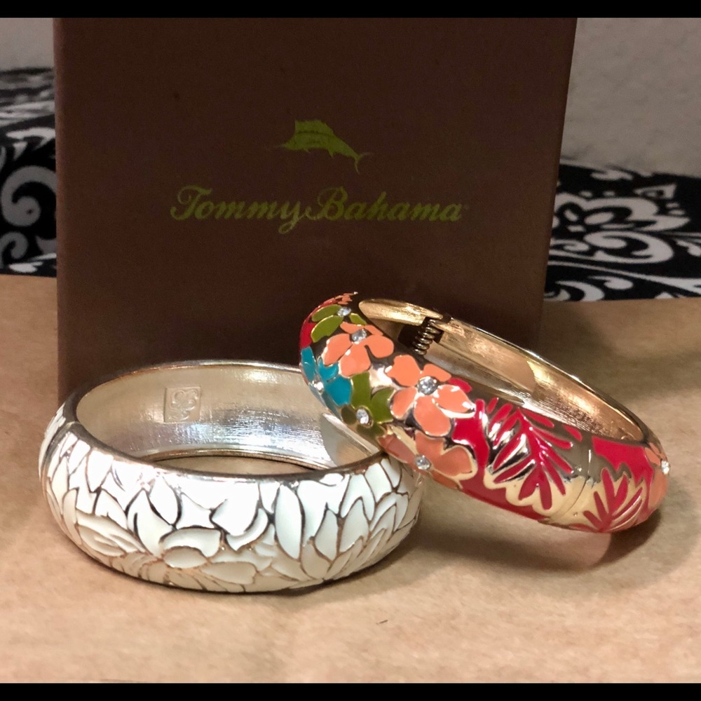 2 Tommy Bahama Enameled Hinged Bracelets
